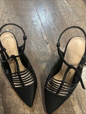 Kelly & Katie  Women’s Black Strappy Pointed Slingback 👠 Heels - Size 7.5 US